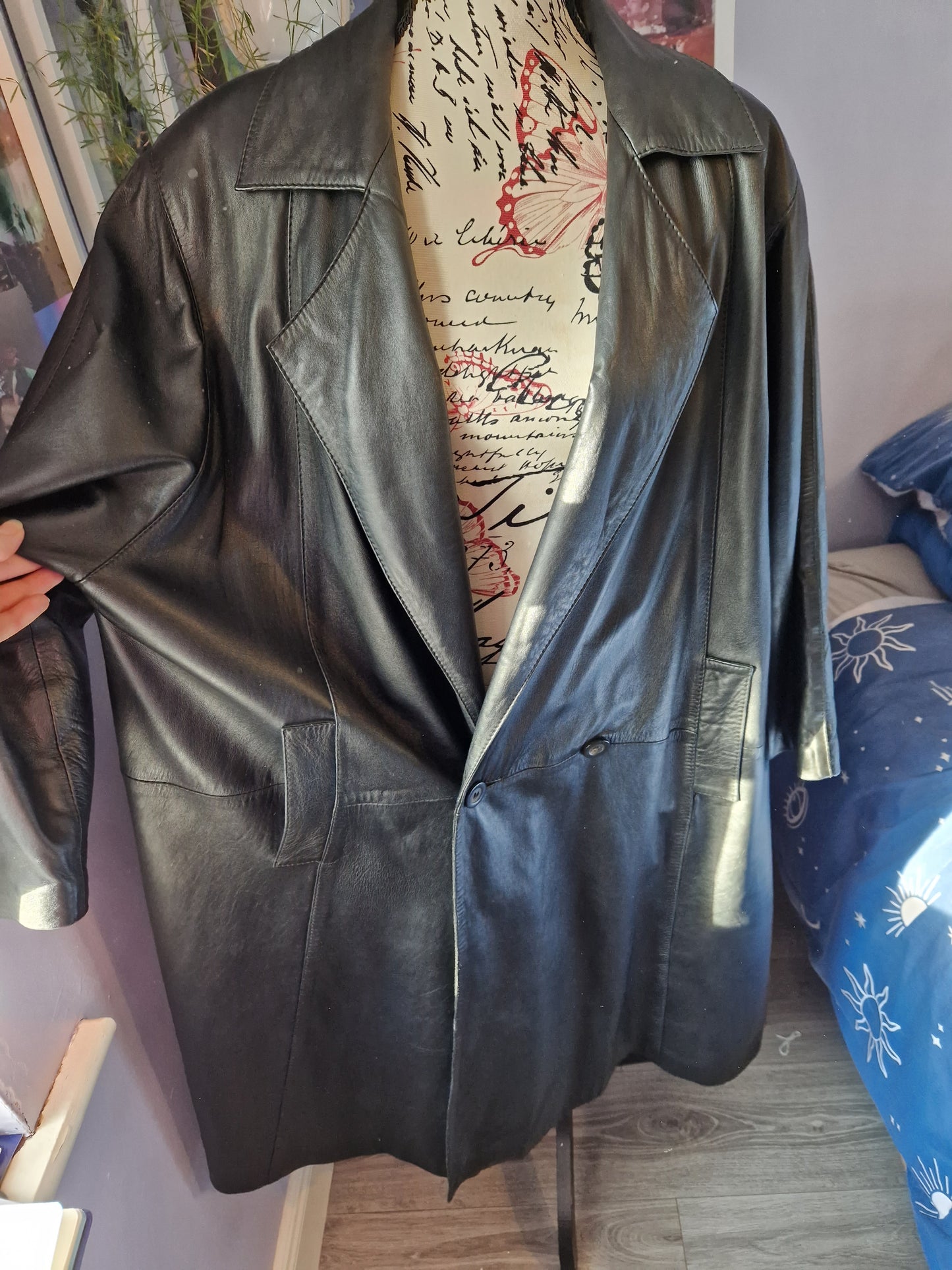 Leather trench coat