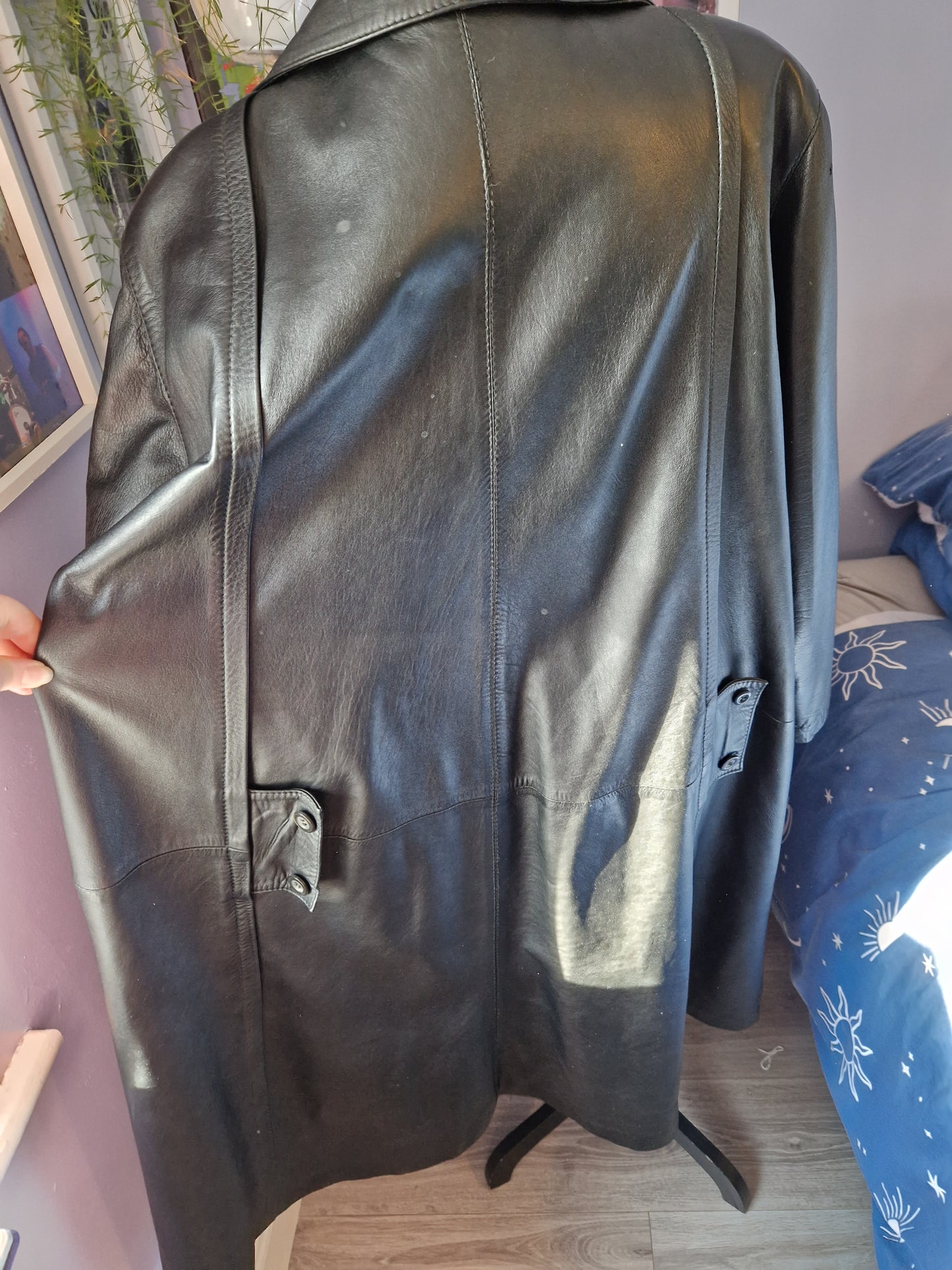 Leather trench coat