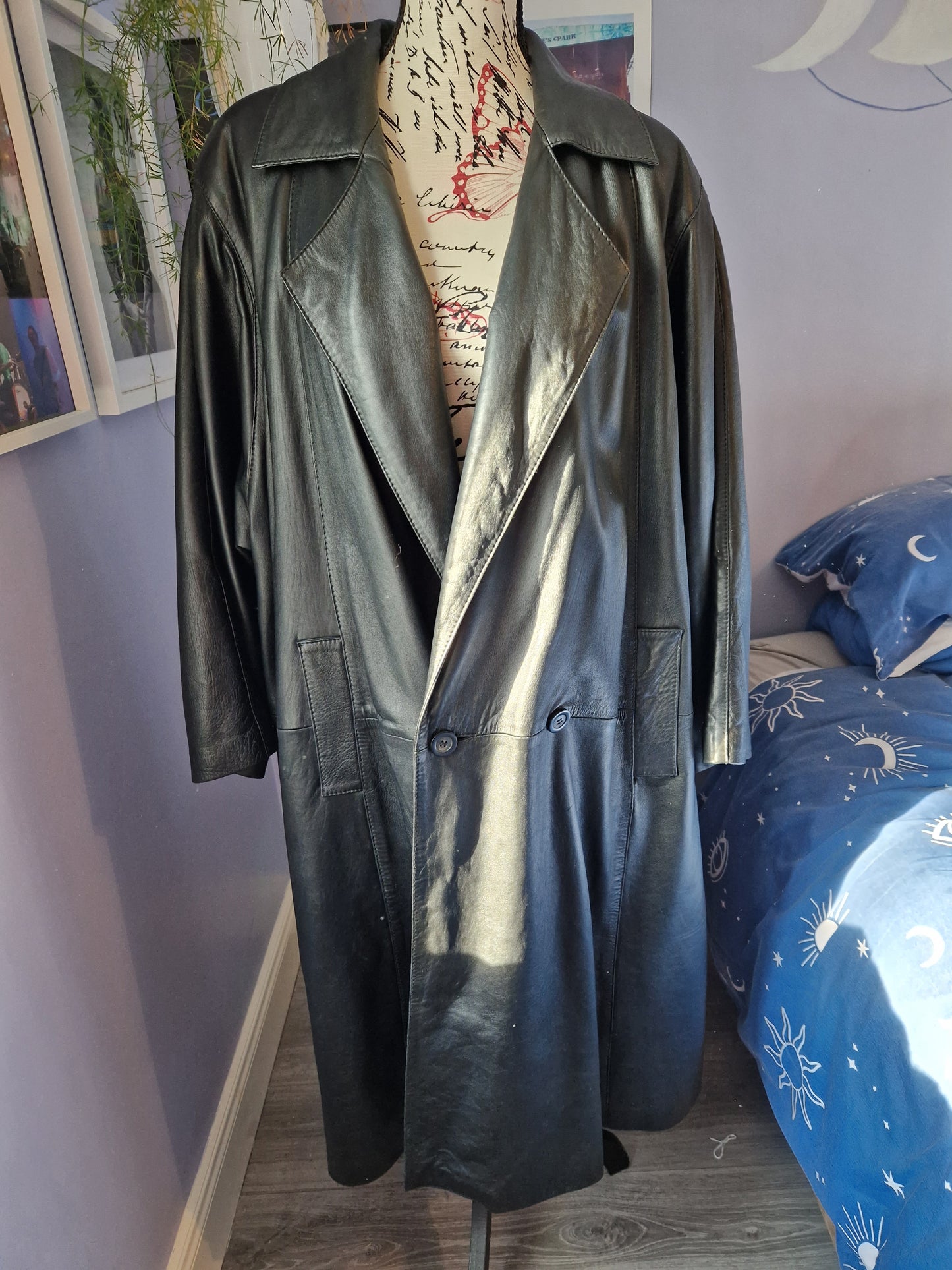 Leather trench coat