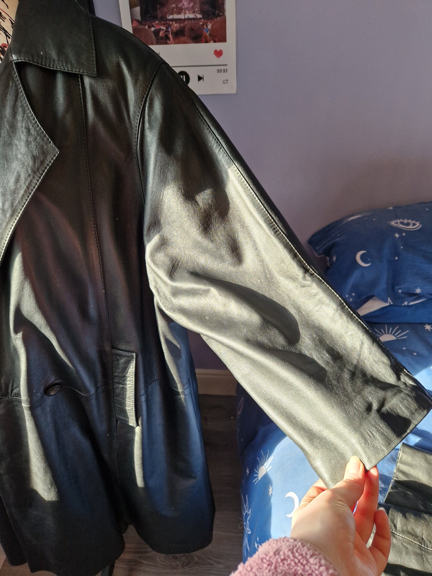 Leather trench coat