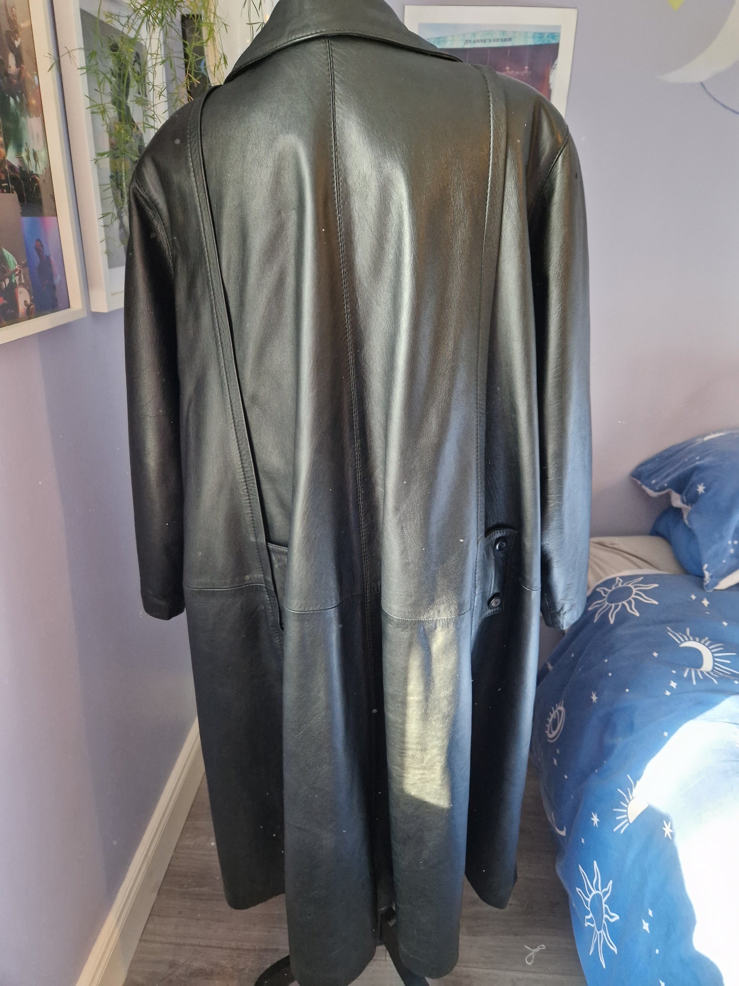 Leather trench coat