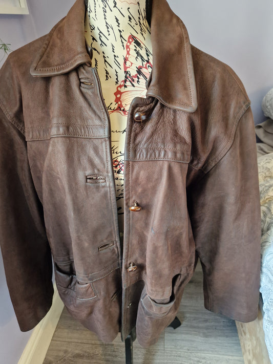 Leather brown jacket